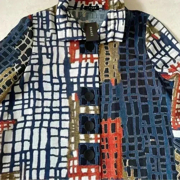 Damee COLOR BLOCK GRIDS Blouse Size M NWT - Picture 9 of 10